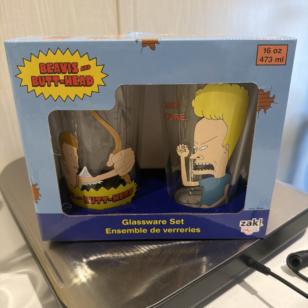Zak Beavis And Butthead Glassware Set of 2 16 Oz Clear Glass - Valentines 2026